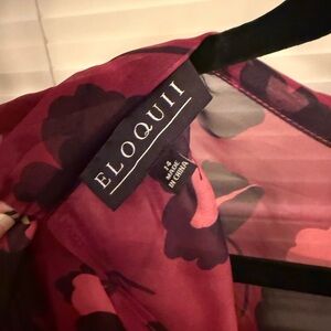 Eloquii Burgundy and Black Floral Dress